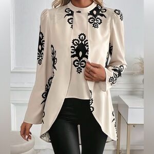 Chic Cream and Black Women's Blouse